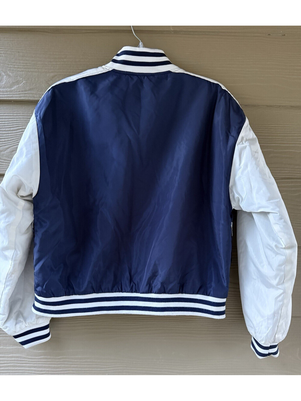 New York Yankees Cult Favorite Satin Bomber Jacket Blue Varsity Athletic Style M - Picture 4 of 11